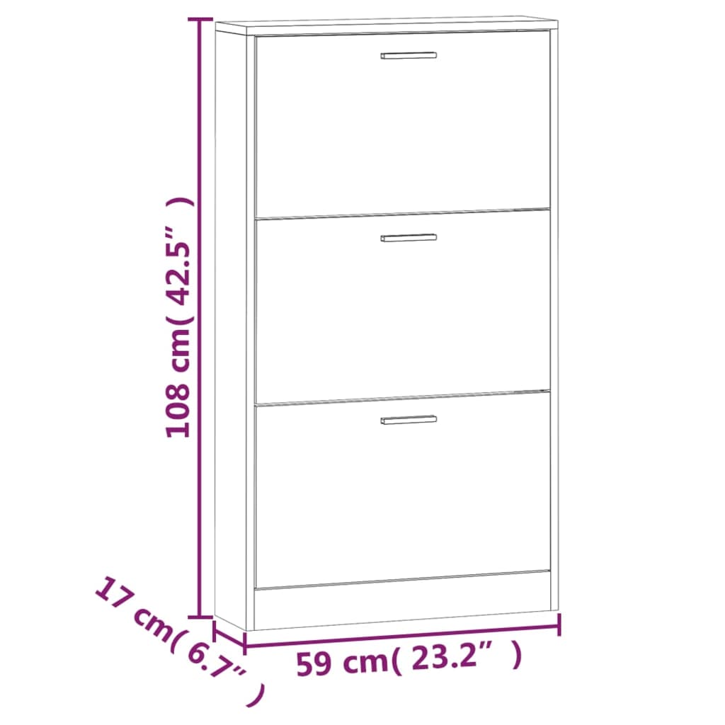 Skoskap røkt eik 59x17x108 cm konstruert tre vidaXL