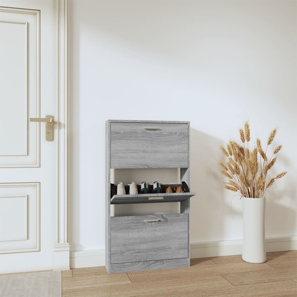 Skoskap grå sonoma 59x17x108 cm konstruert tre vidaXL