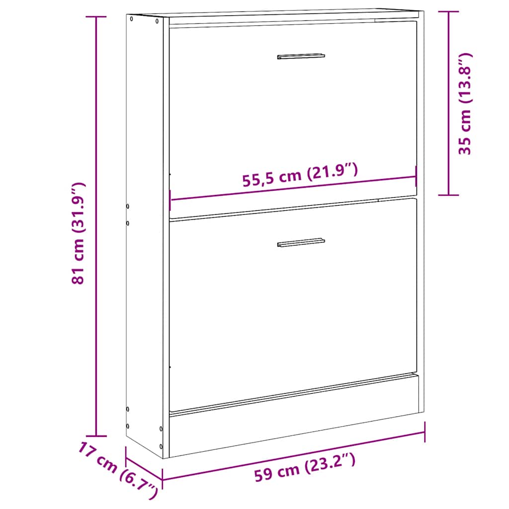 Skoskap betonggrå 59x17x81 cm konstruert tre vidaXL