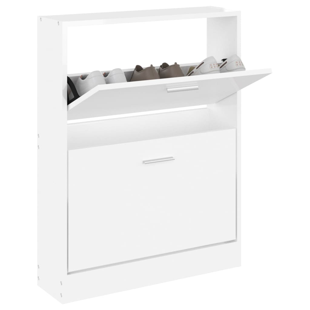 Skoskap høyglans hvit 59x17x81 cm konstruert tre