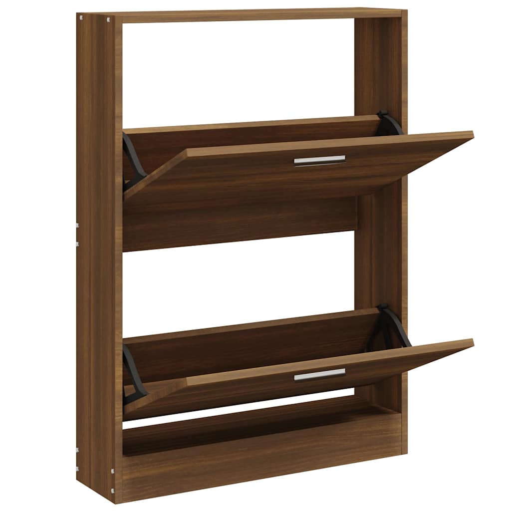 Skoskap brun eik 59x17x81 cm konstruert tre