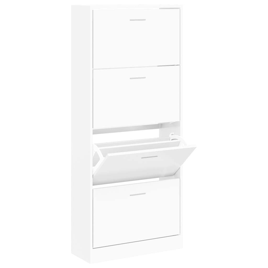 Skoskap hvit 63x24x147 cm konstruert tre