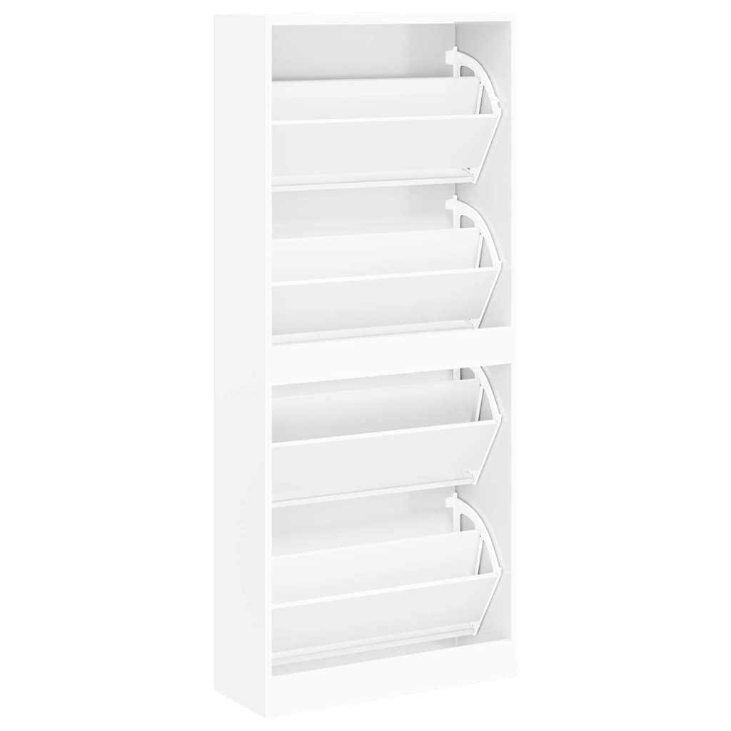 Skoskap hvit 63x24x147 cm konstruert tre