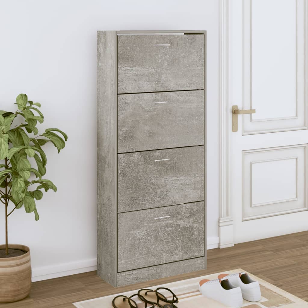 Skoskap betonggrå 63x24x147 cm konstruert tre