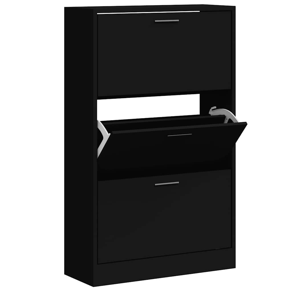 Skoskap svart 63x24x103 cm konstruert tre