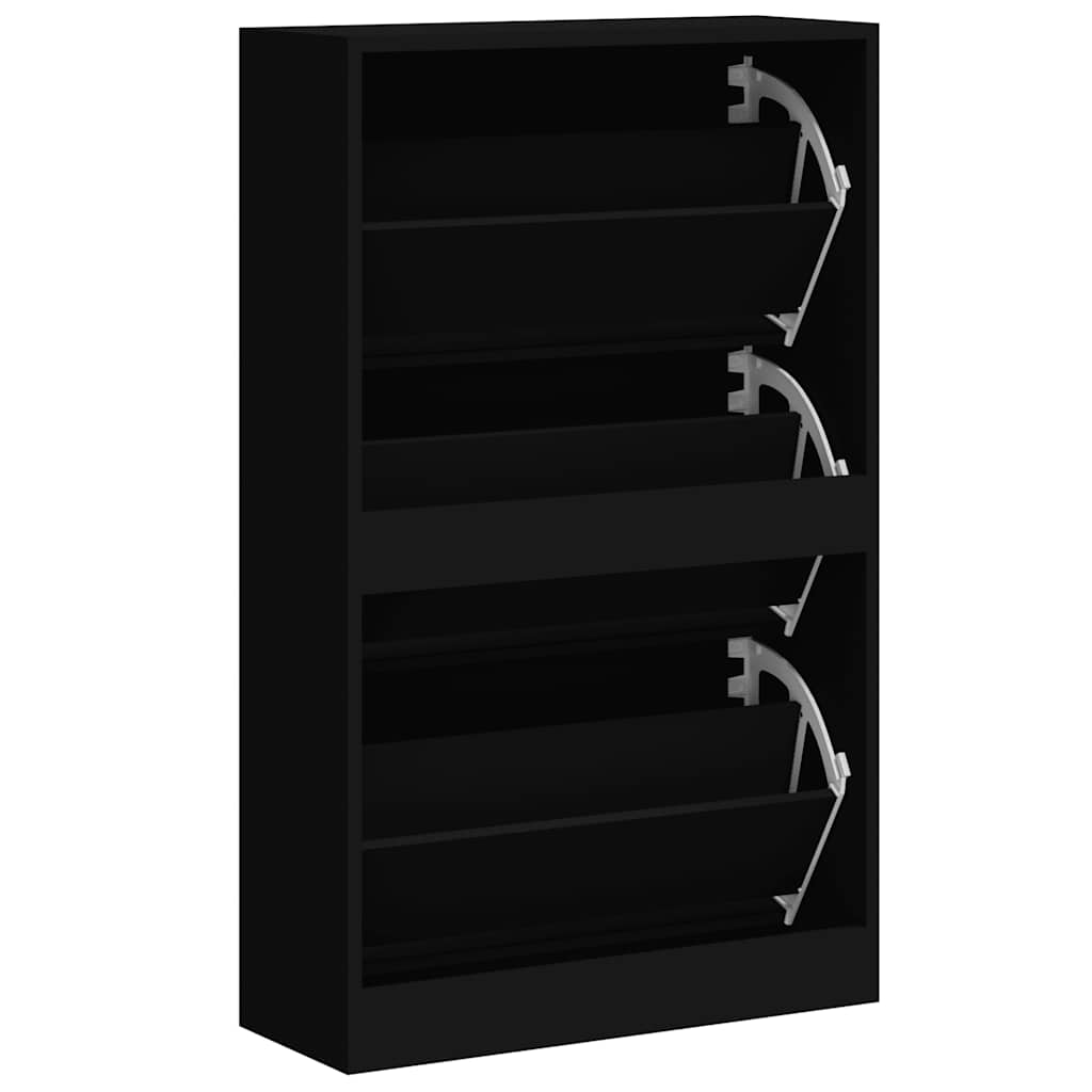 Skoskap svart 63x24x103 cm konstruert tre