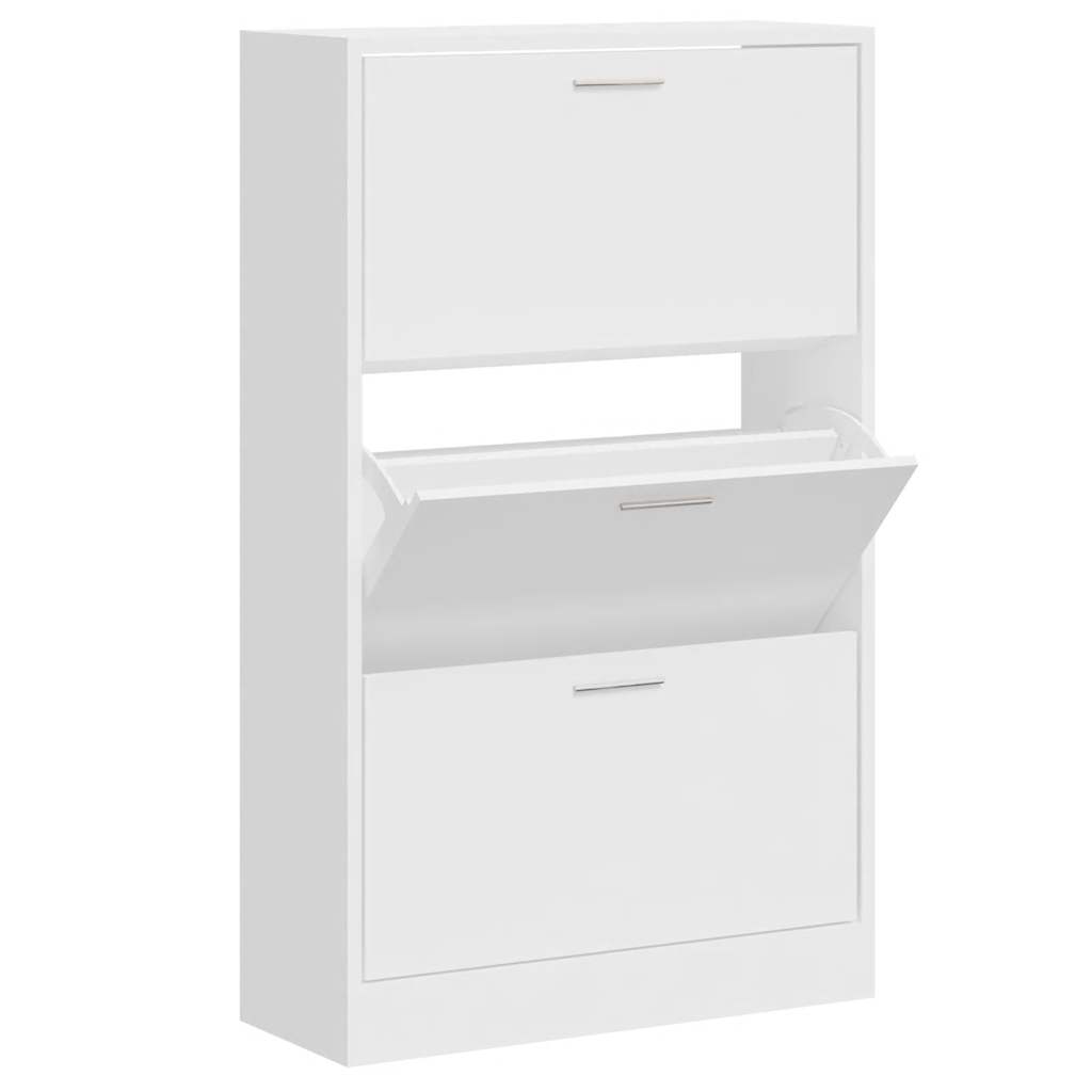 Skoskap høyglans hvit 63x24x103 cm konstruert tre