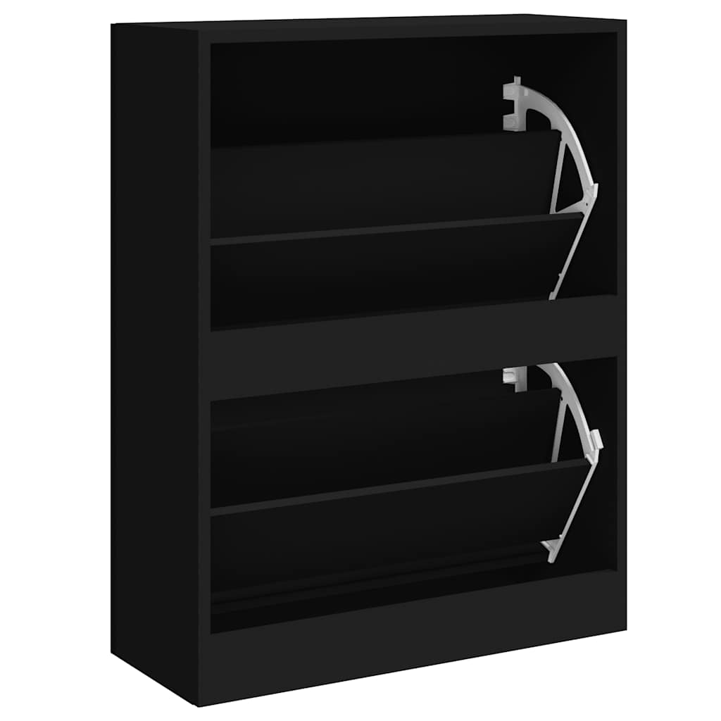 Skoskap svart 63x24x81 cm konstruert tre