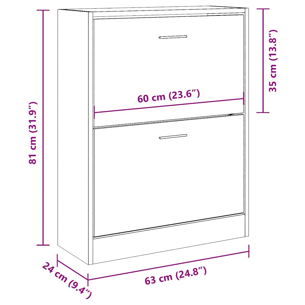 Skoskap svart 63x24x81 cm konstruert tre