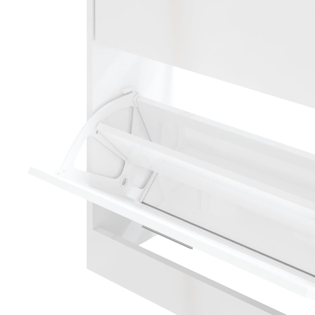Skoskap høyglans hvit 63x24x81 cm konstruert tre