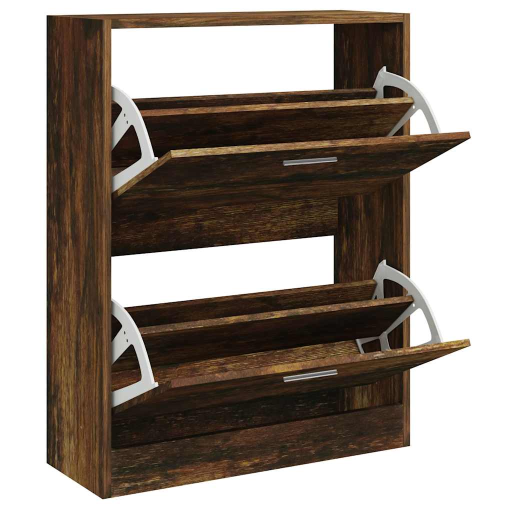 Skoskap røkt eik 63x24x81 cm konstruert tre vidaXL