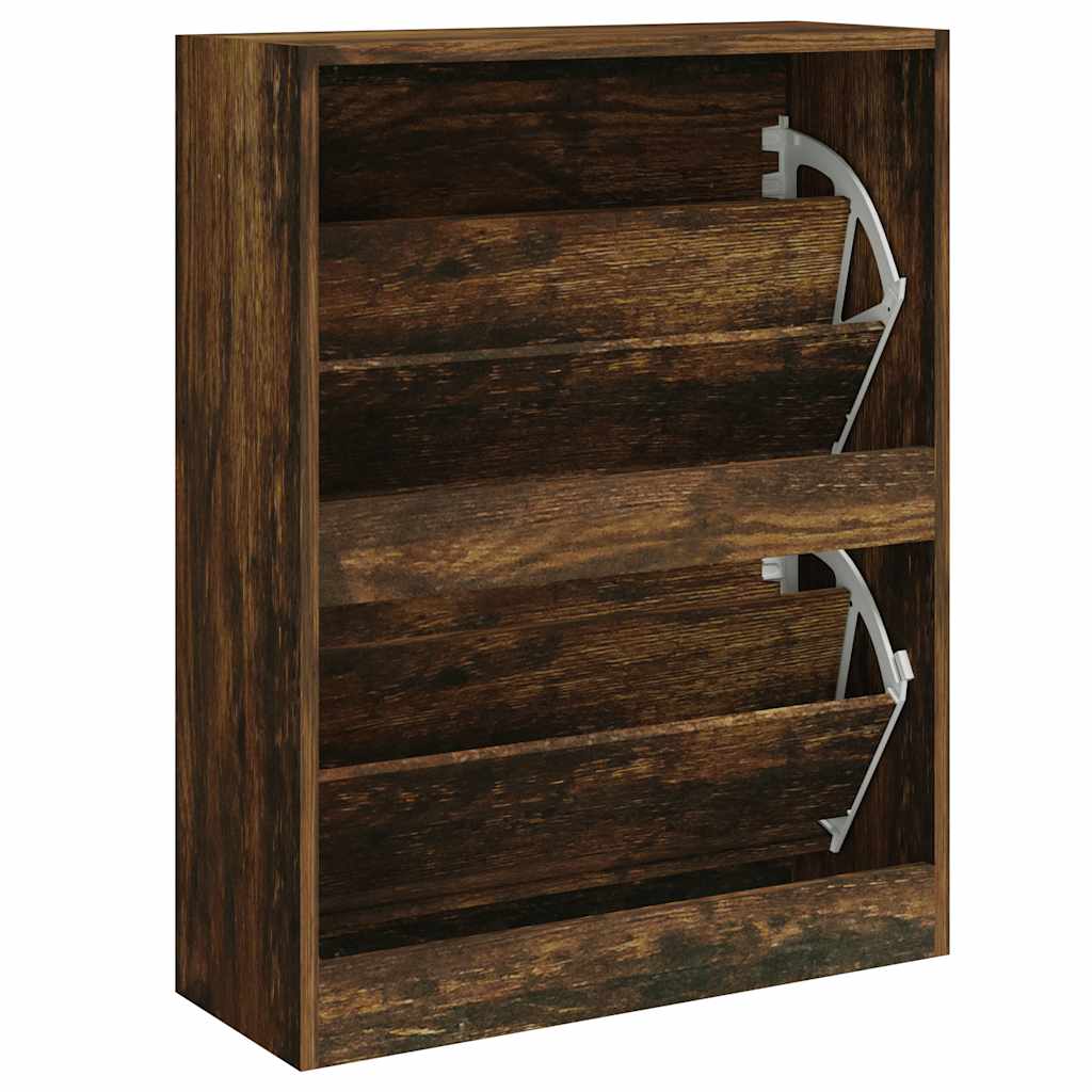 Skoskap røkt eik 63x24x81 cm konstruert tre vidaXL