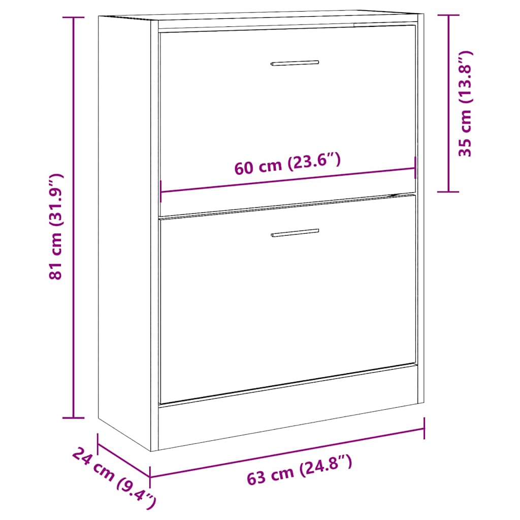 Skoskap røkt eik 63x24x81 cm konstruert tre vidaXL
