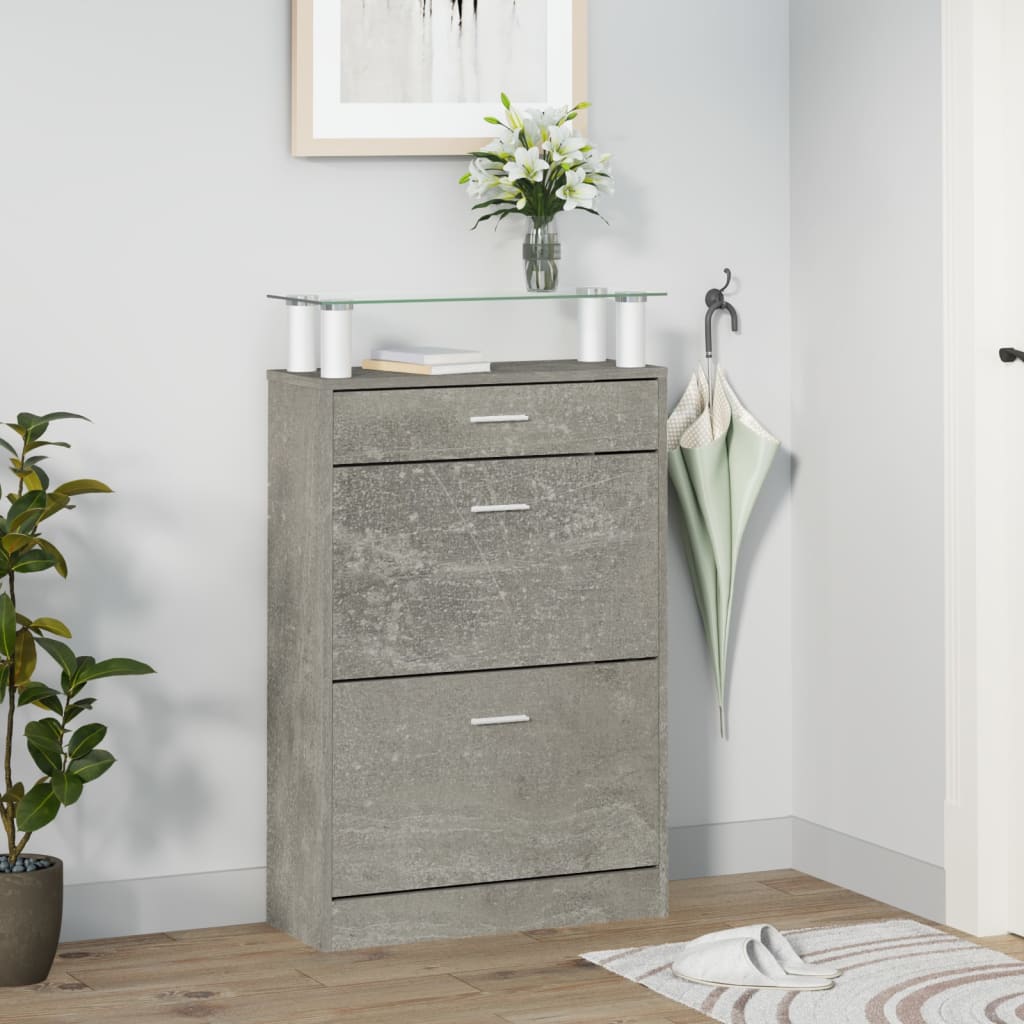 Skoskap betonggrå 63x24x104 cm konstruert tre vidaXL