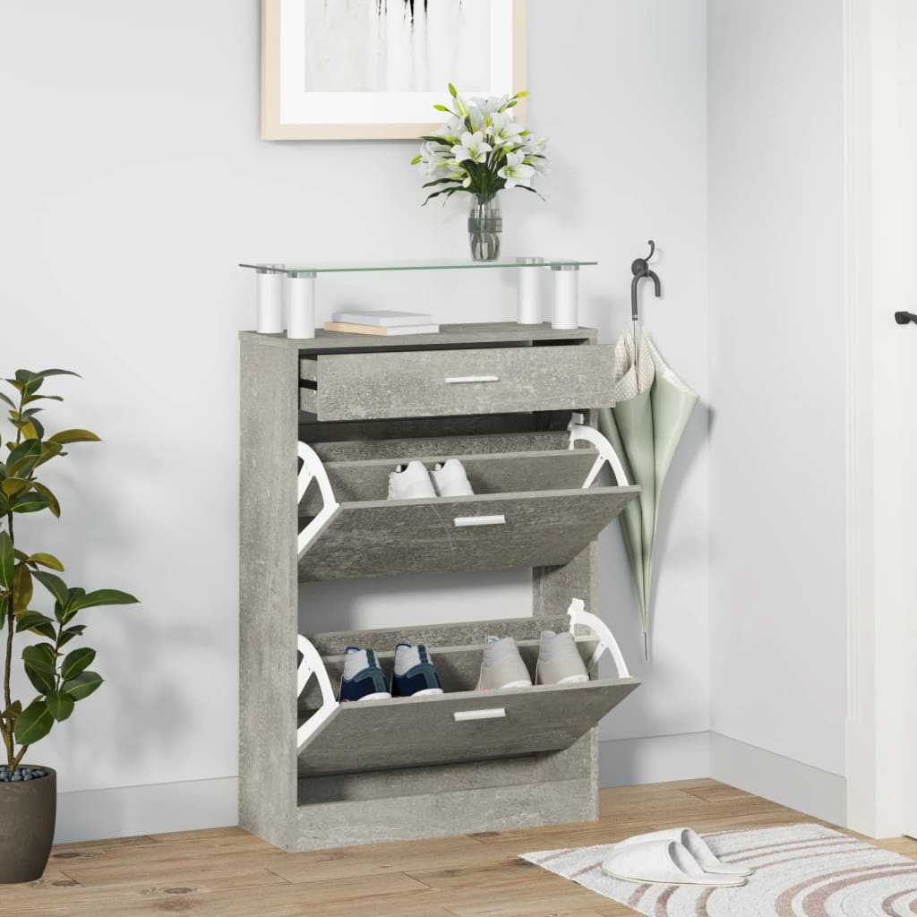 Skoskap betonggrå 63x24x104 cm konstruert tre vidaXL