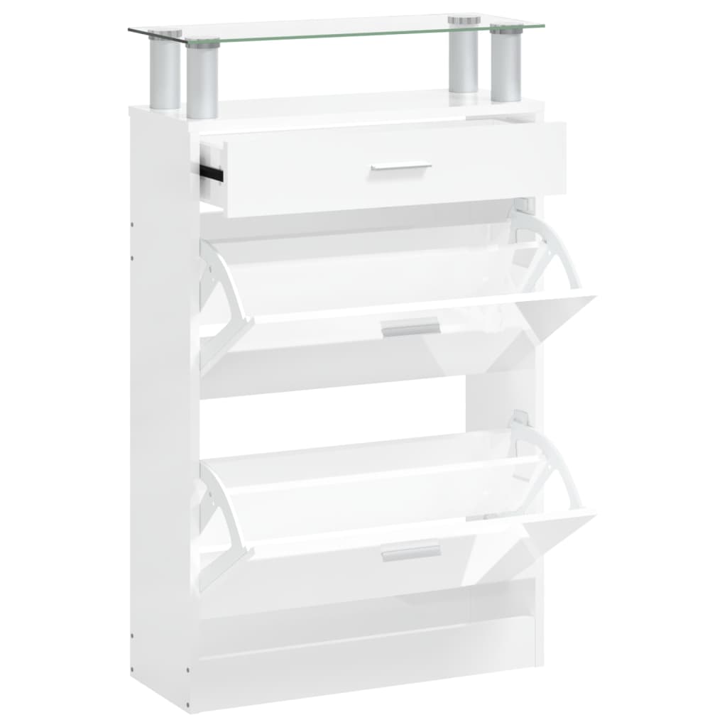 Skoskap høyglans hvit 63x24x104 cm konstruert tre vidaXL