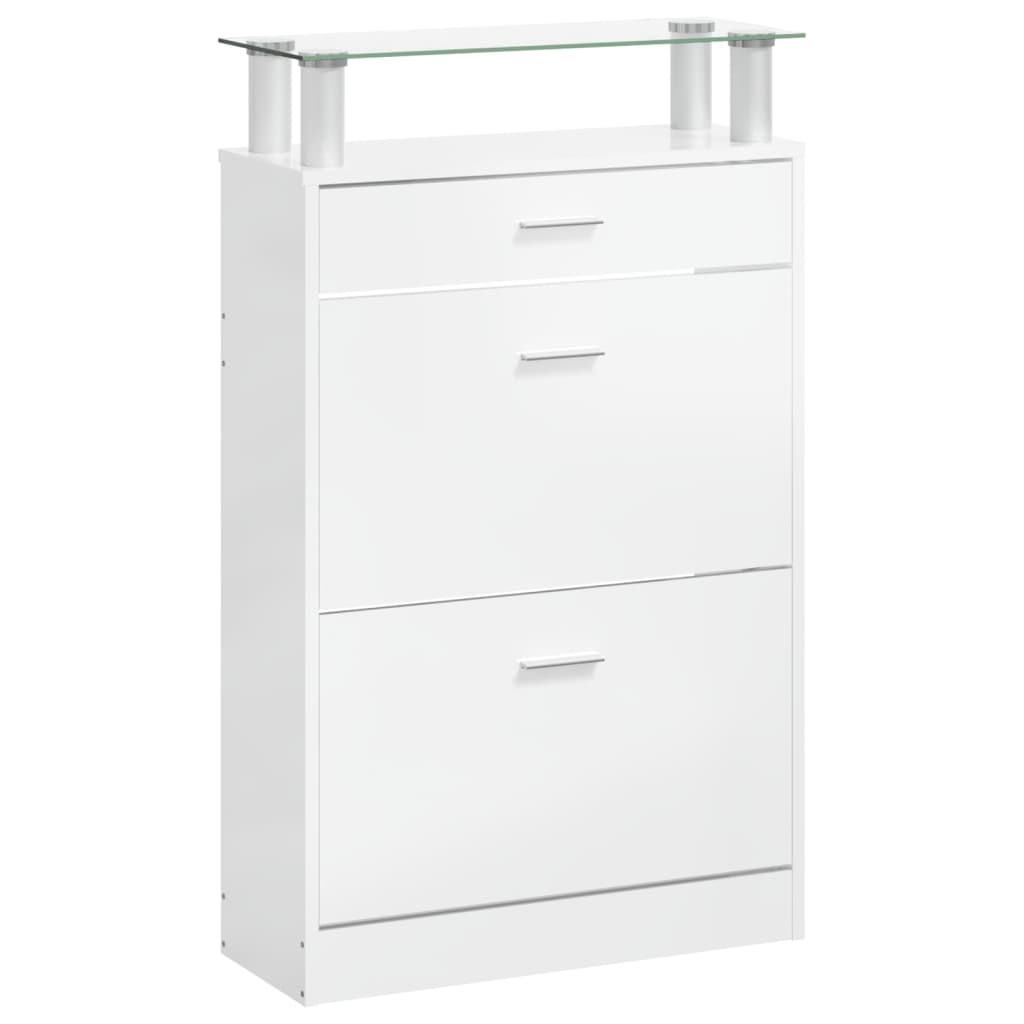 Skoskap høyglans hvit 63x24x104 cm konstruert tre vidaXL
