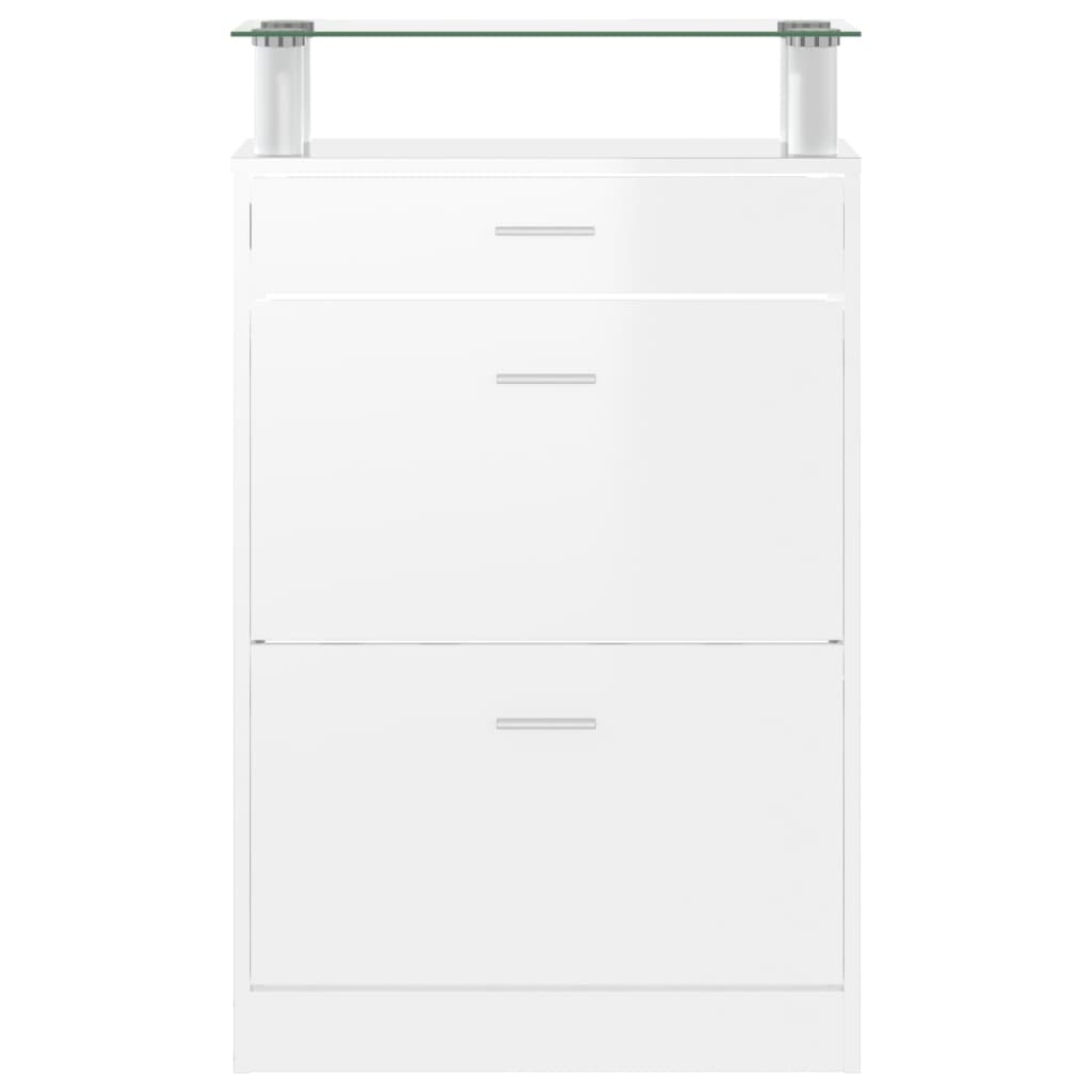 Skoskap høyglans hvit 63x24x104 cm konstruert tre vidaXL