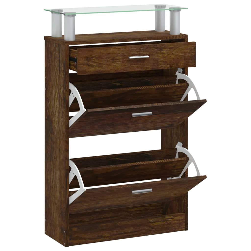 Skoskap røkt eik 63x24x104 cm konstruert tre vidaXL