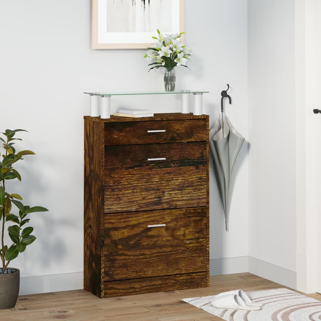 Skoskap røkt eik 63x24x104 cm konstruert tre vidaXL