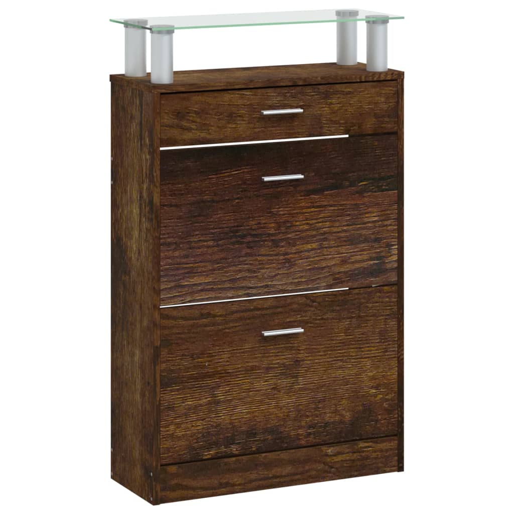 Skoskap røkt eik 63x24x104 cm konstruert tre vidaXL