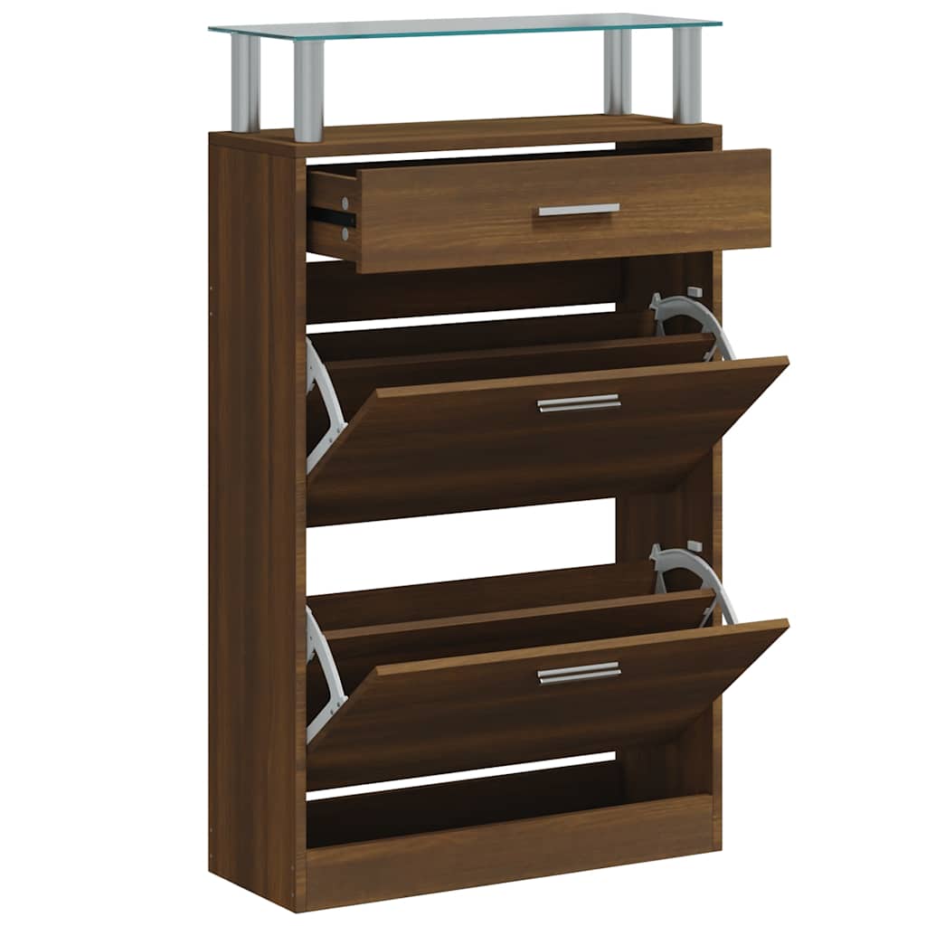 Skoskap brun eik 63x24x104 cm konstruert tre