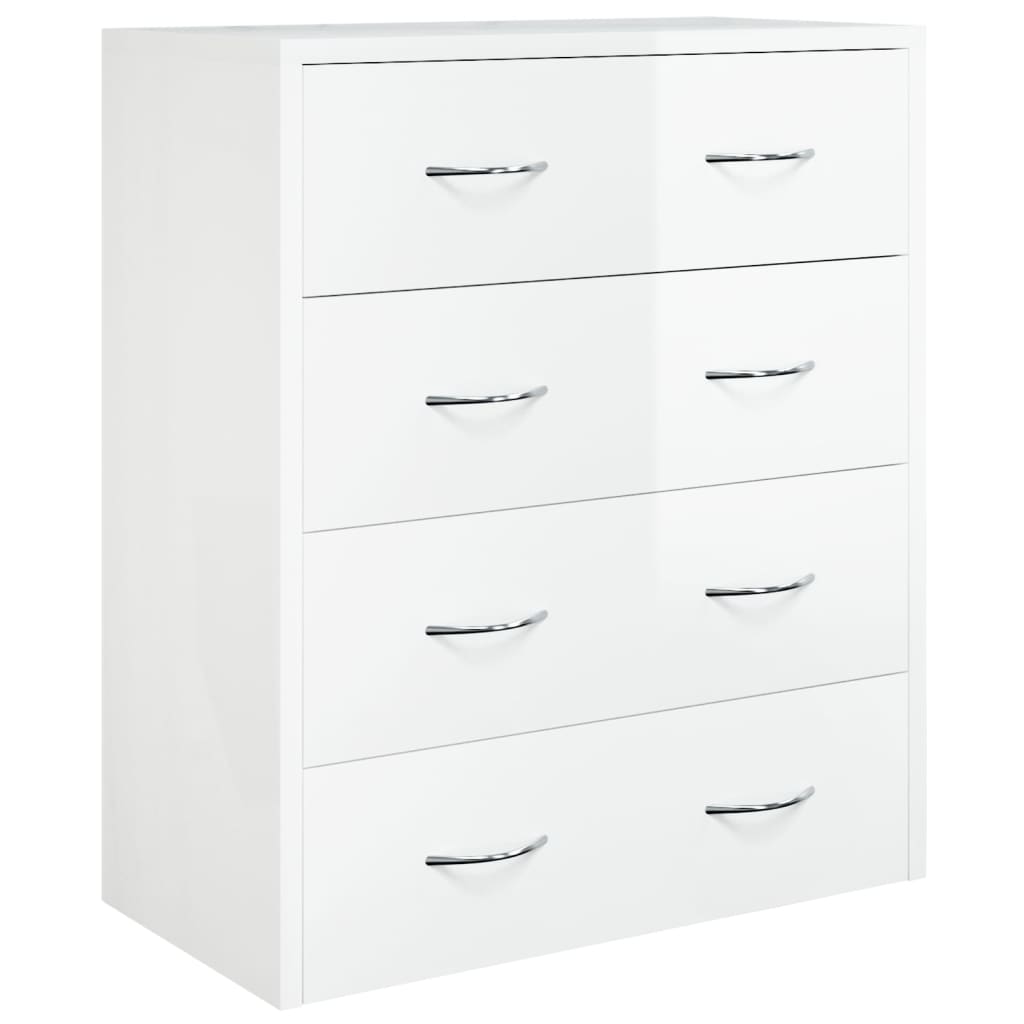 Skjenk med 4 skuffer 60x30,5x71 cm høyglans hvit vidaXL