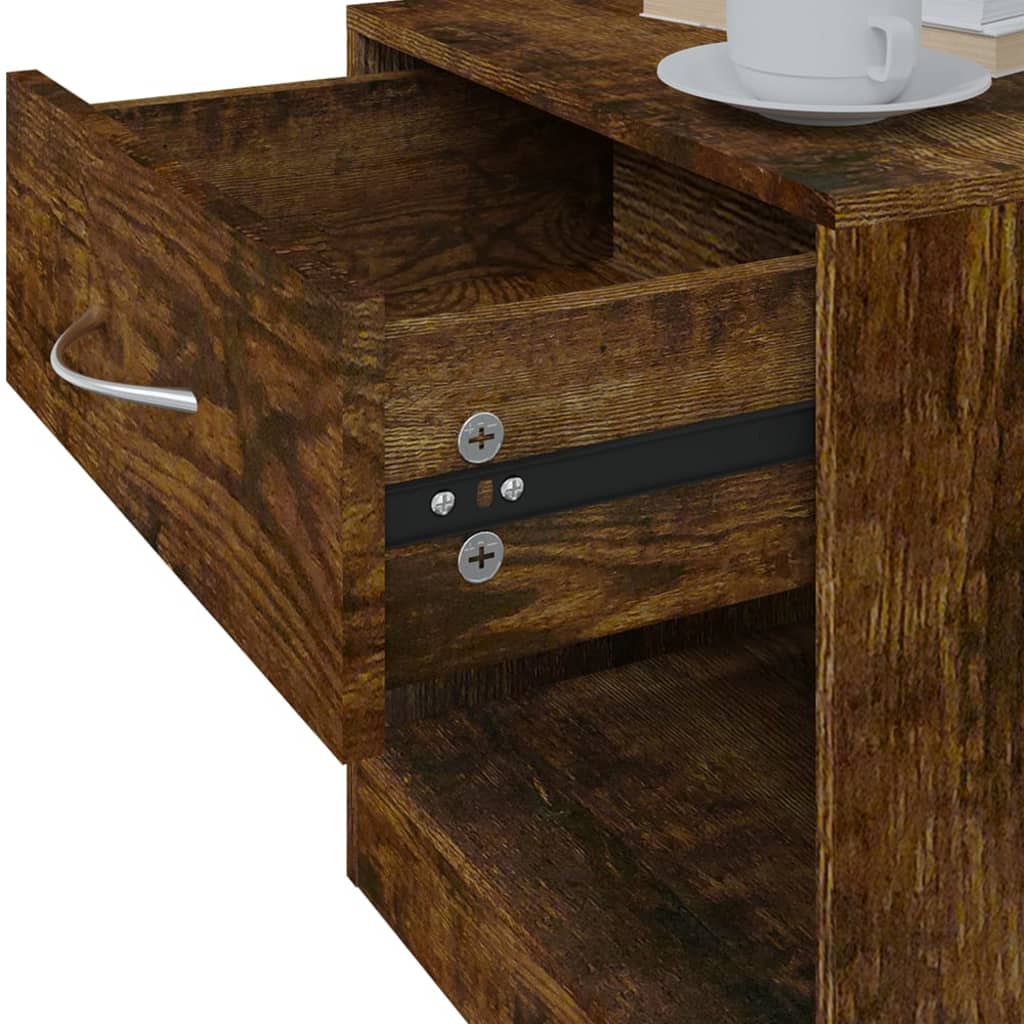 Nattbord 2 stk med skuff røkt eik