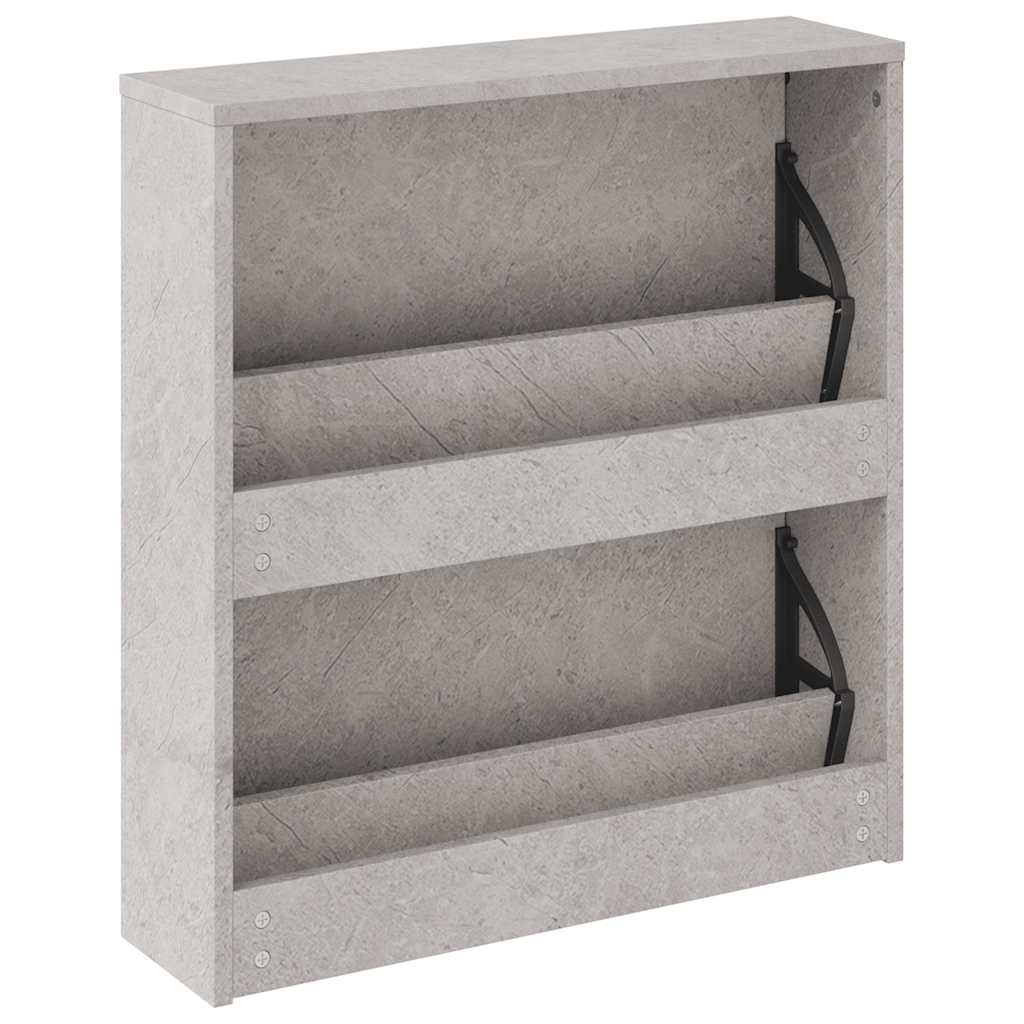 Skoskap med speil 2 lag betonggrå 63x17x67 cm
