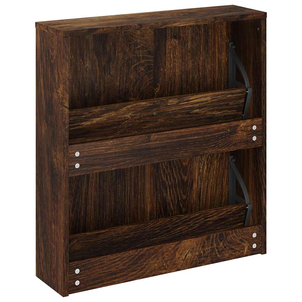 Skoskap med speil 2 lag røkt eik 63x17x67 cm