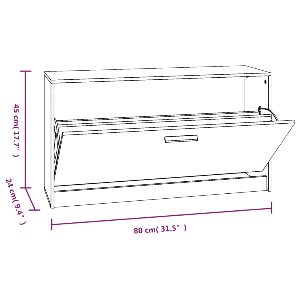 Skobenk svart 80x24x45 cm konstruert tre