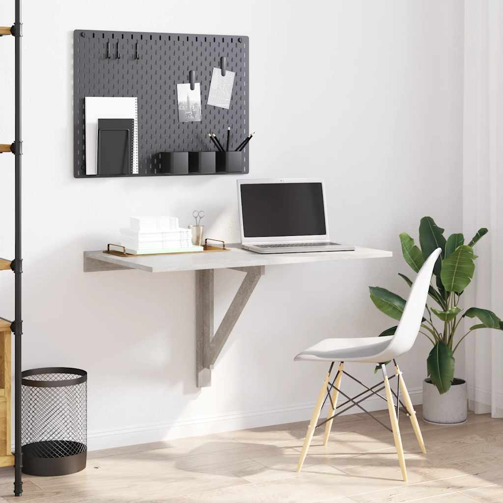 Sammenleggbart veggbord betonggrå 100x60x56 cm konstruert tre