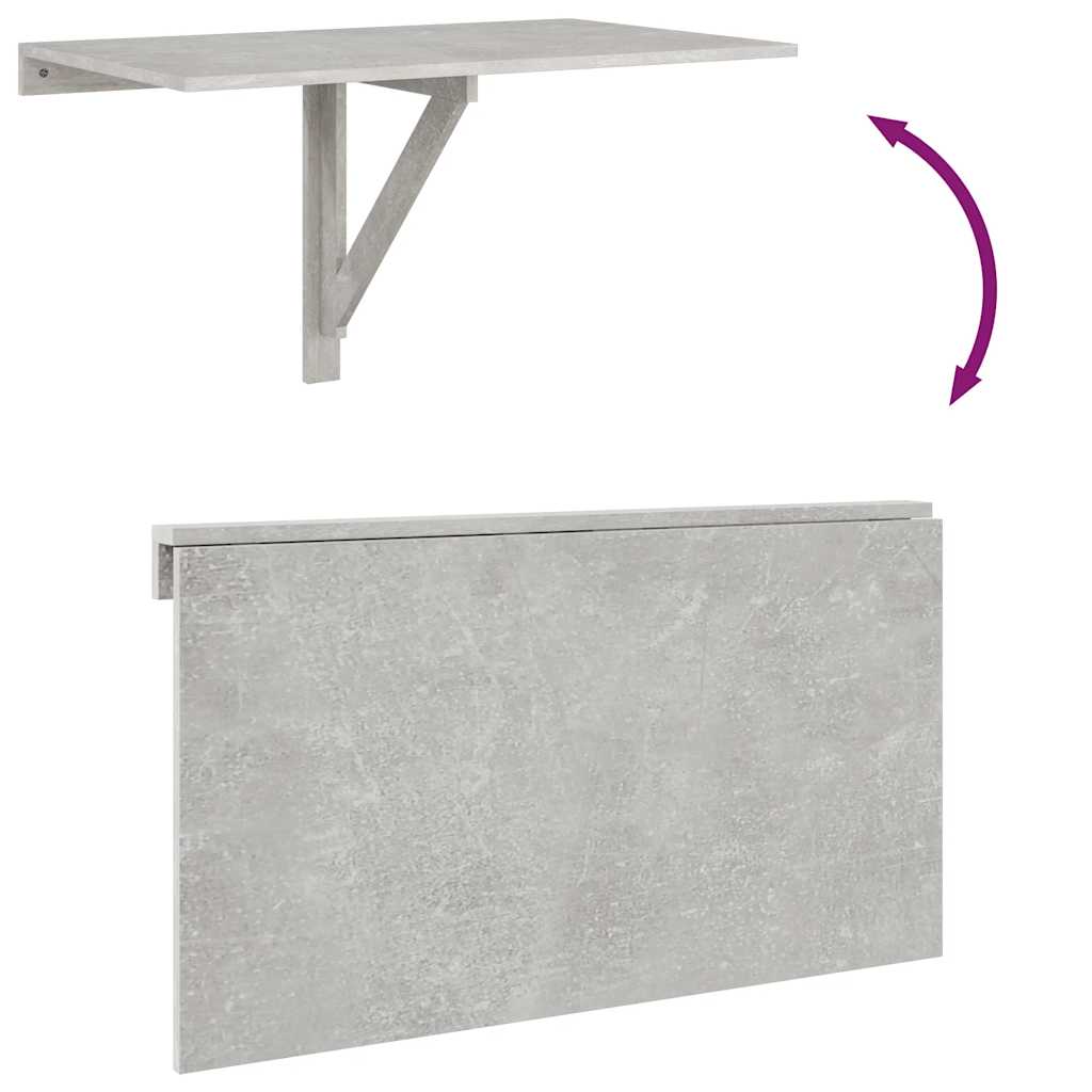 Sammenleggbart veggbord betonggrå 100x60x56 cm konstruert tre