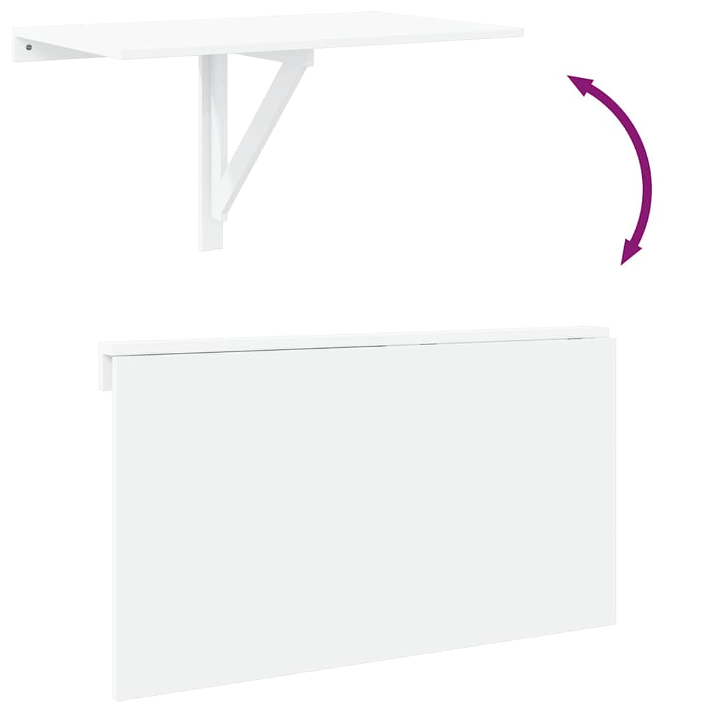 Sammenleggbart veggbord høyglans hvit100x60x56cm konstruert tre