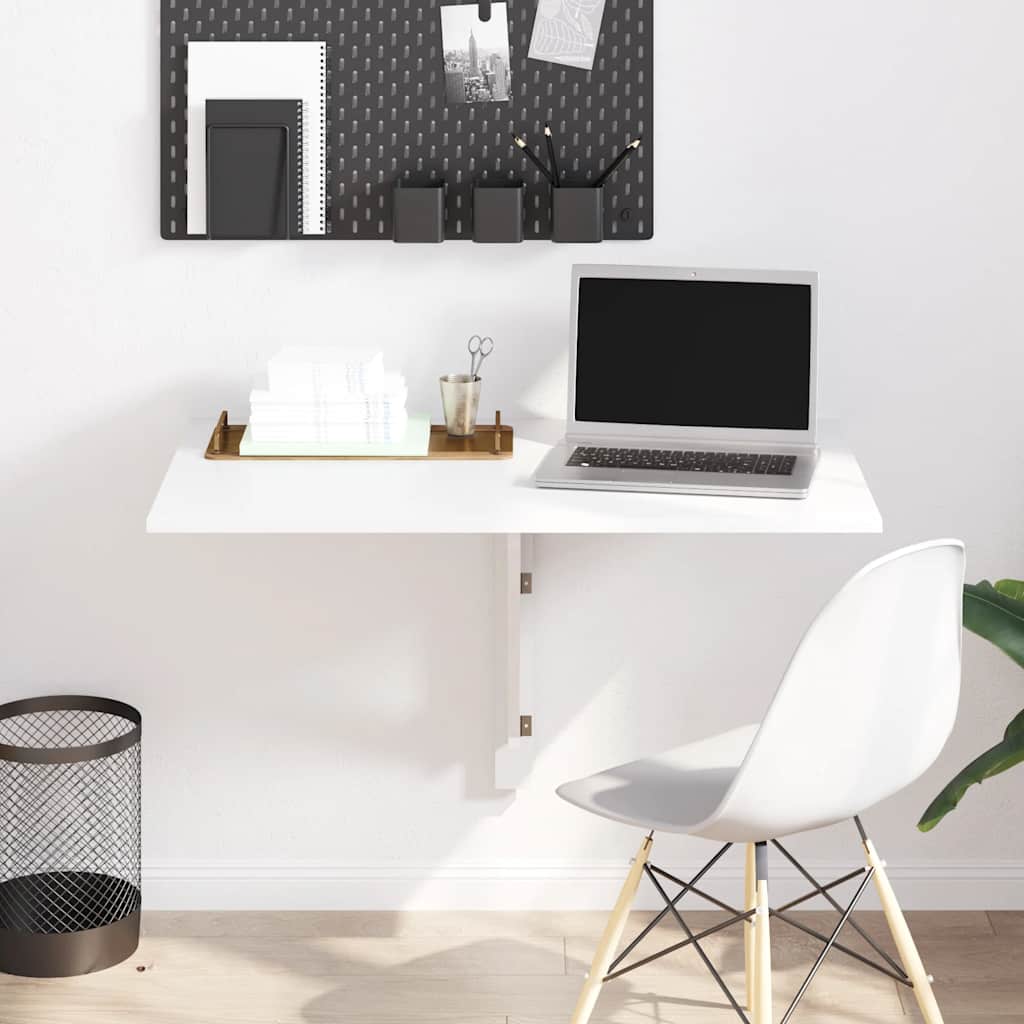 Sammenleggbart veggbord høyglans hvit100x60x56cm konstruert tre