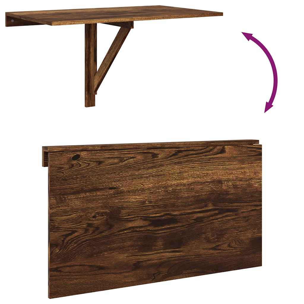 Sammenleggbart veggbord røkt eik 100x60x56 cm konstruert tre
