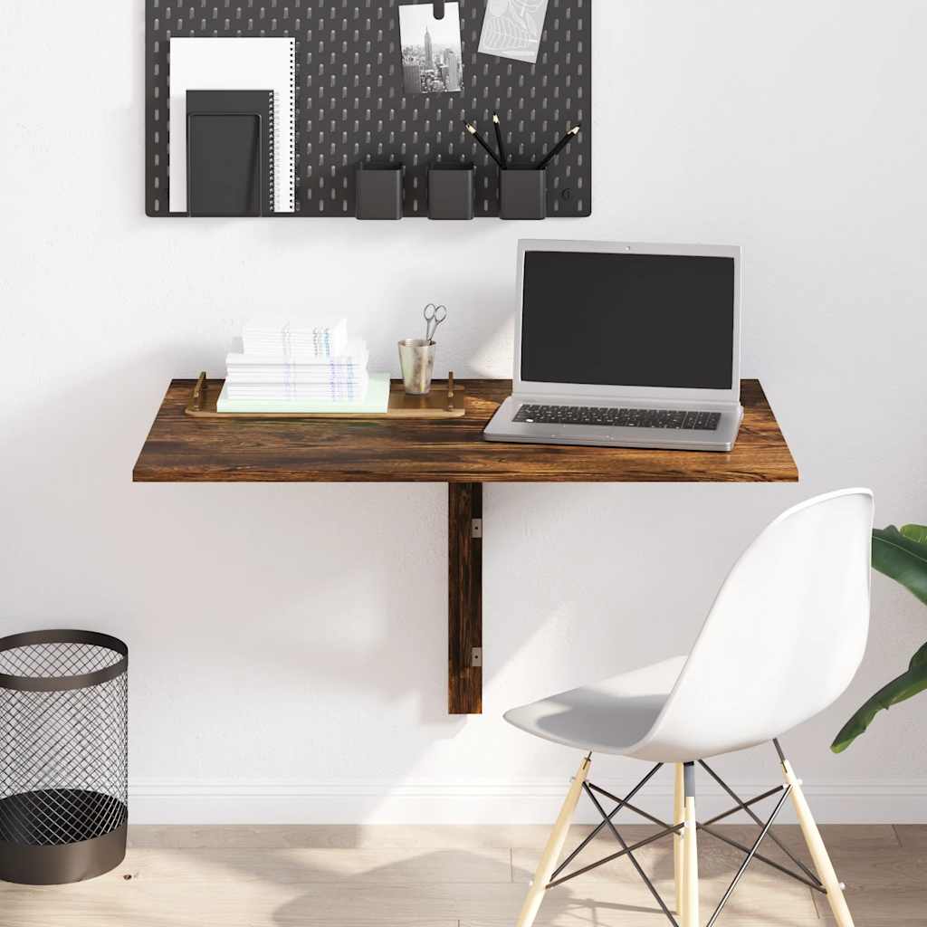 Sammenleggbart veggbord røkt eik 100x60x56 cm konstruert tre
