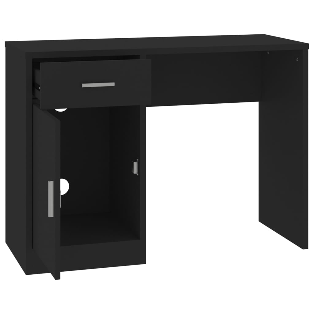 Skrivebord skuff og skap svart 100x40x73 cm konstruert tre vidaXL
