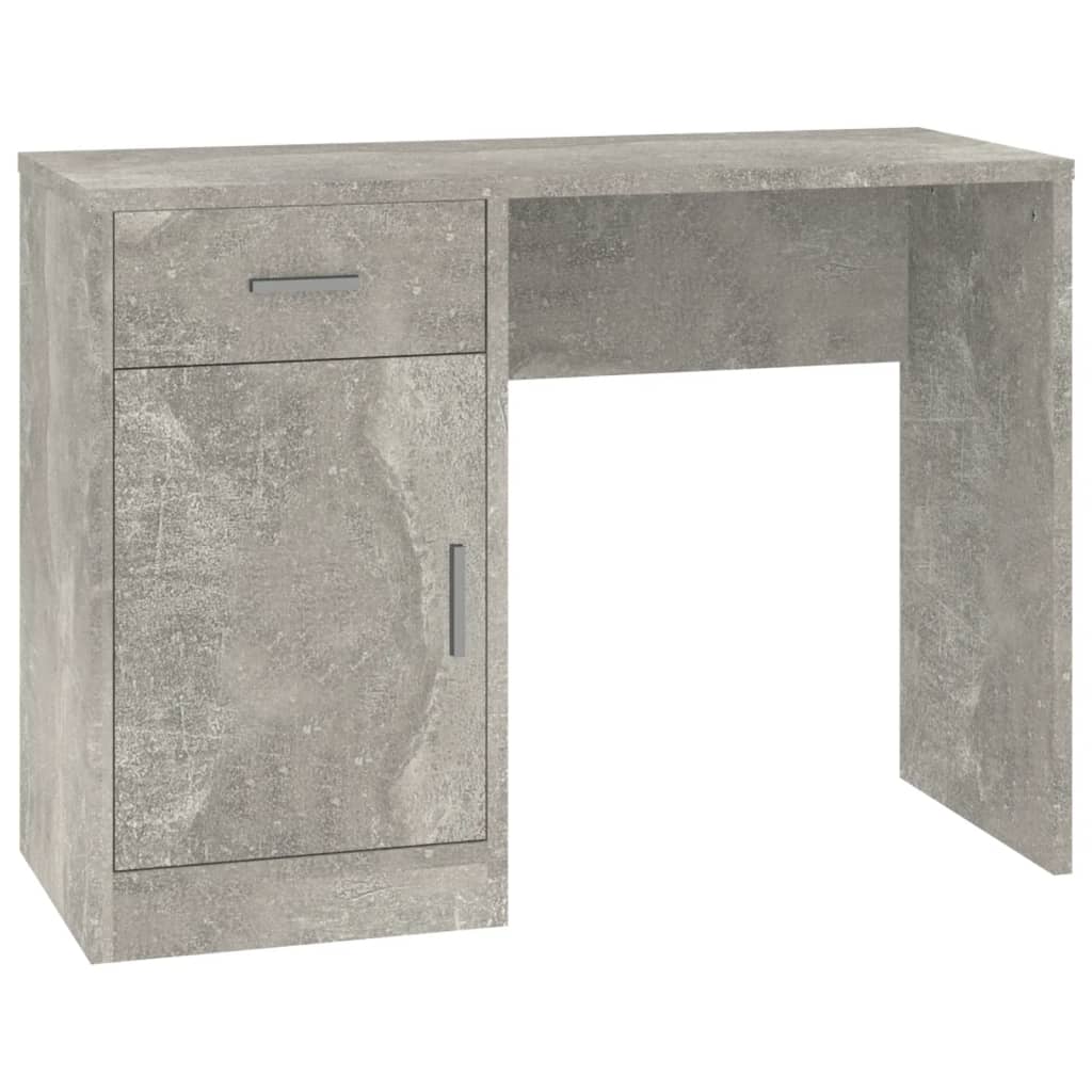 Skrivebord skuff og skap betonggrå 100x40x73 cm konstruert tre