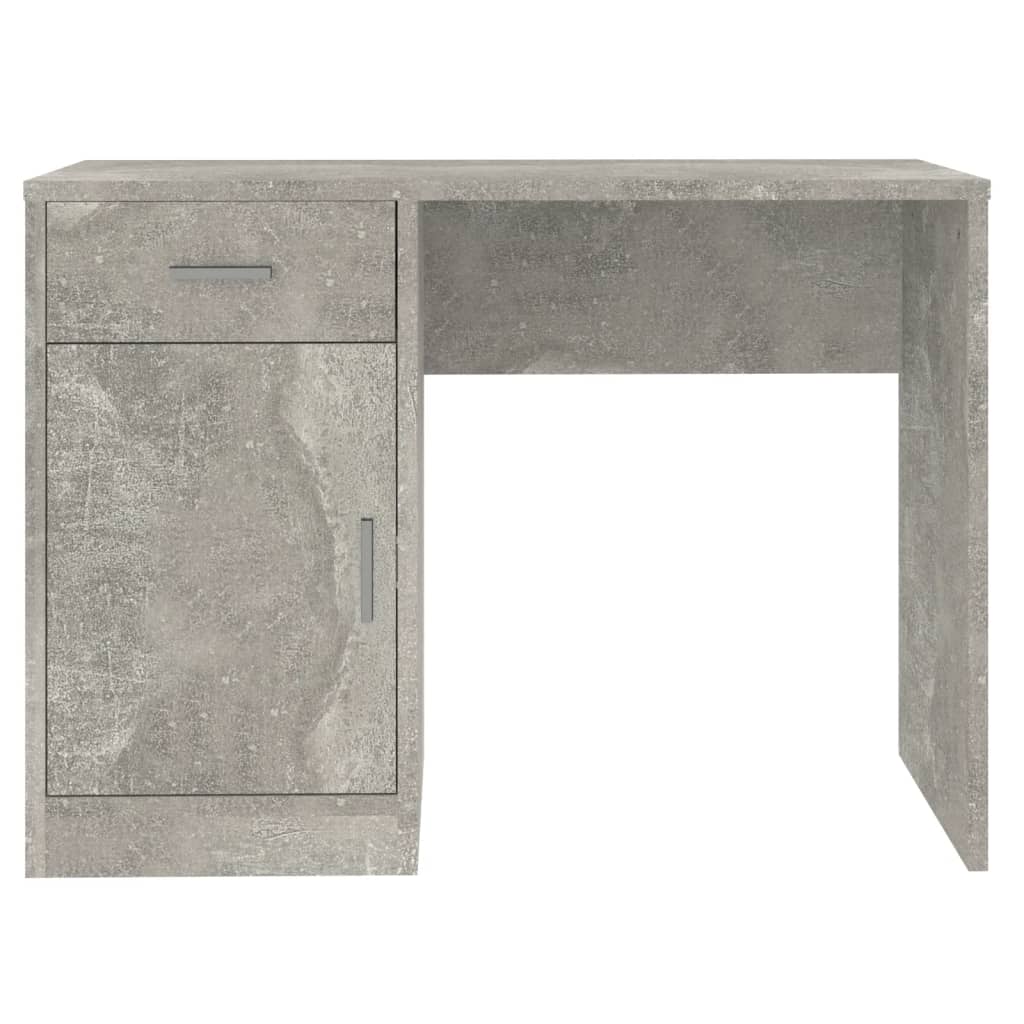 Skrivebord skuff og skap betonggrå 100x40x73 cm konstruert tre