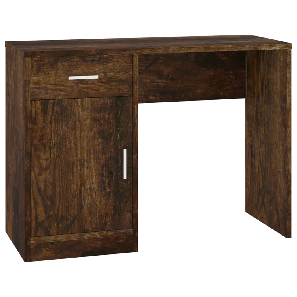 Skrivebord skuff og skap røkt eik 100x40x73 cm konstruert tre vidaXL