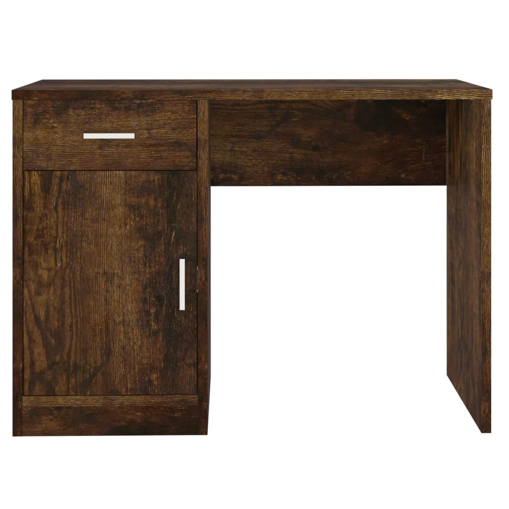 Skrivebord skuff og skap røkt eik 100x40x73 cm konstruert tre vidaXL