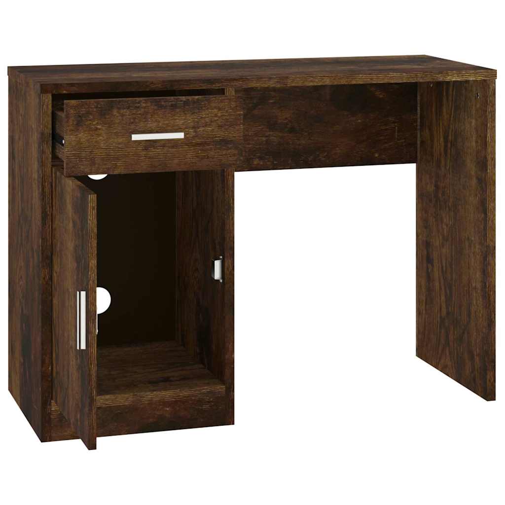 Skrivebord skuff og skap røkt eik 100x40x73 cm konstruert tre vidaXL