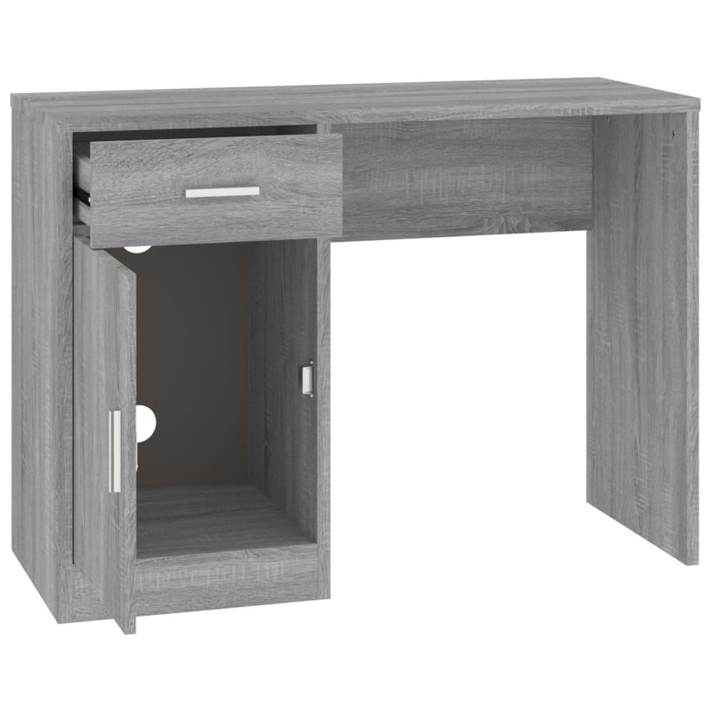 Skrivebord skuff og skap grå sonoma 100x40x73 cm konstruert tre vidaXL