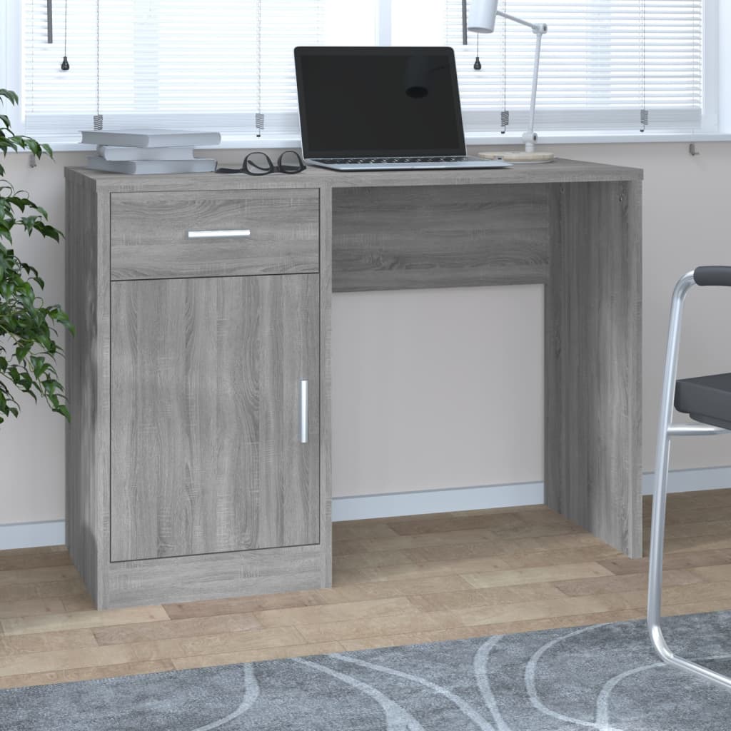 Skrivebord skuff og skap grå sonoma 100x40x73 cm konstruert tre vidaXL