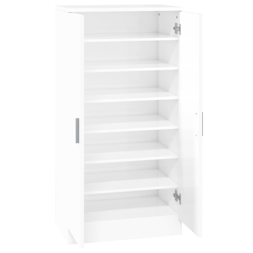 Skoskap høyglans hvit 55x35x108 cm konstruert tre