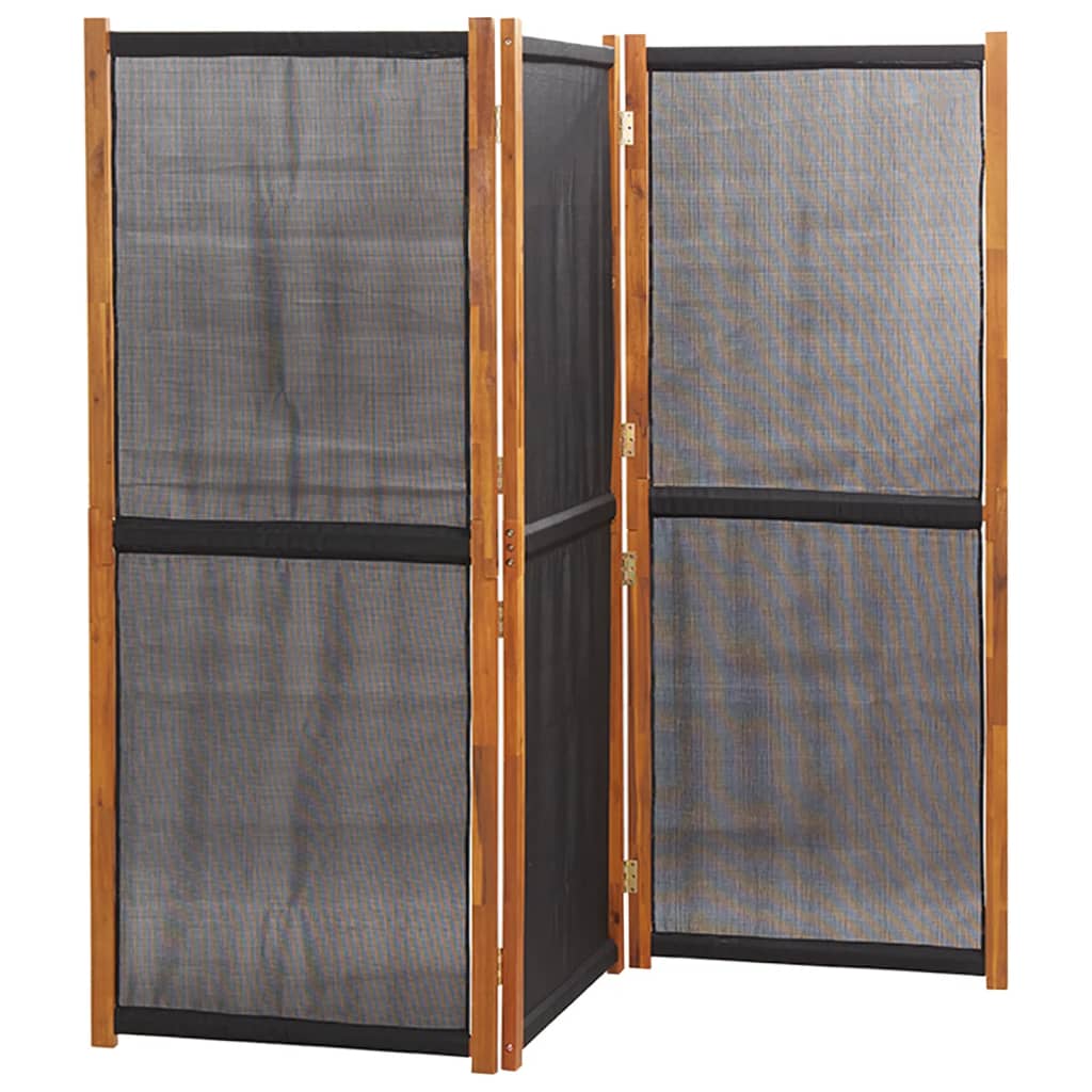 Romdeler 3 paneler svart 210x180 cm