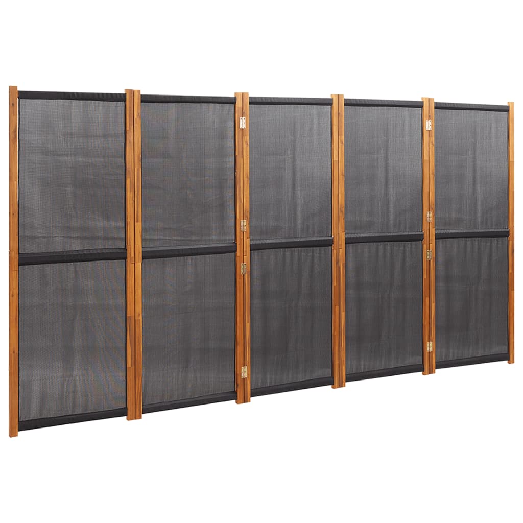 Romdeler 5 paneler svart 350x180 cm