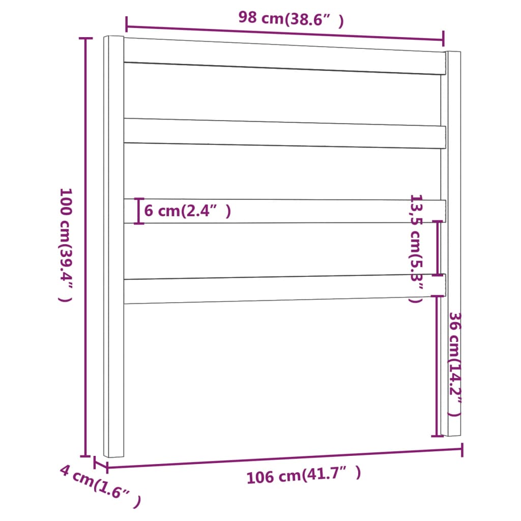 Sengegavl honningbrun 106x4x100 cm heltre furu