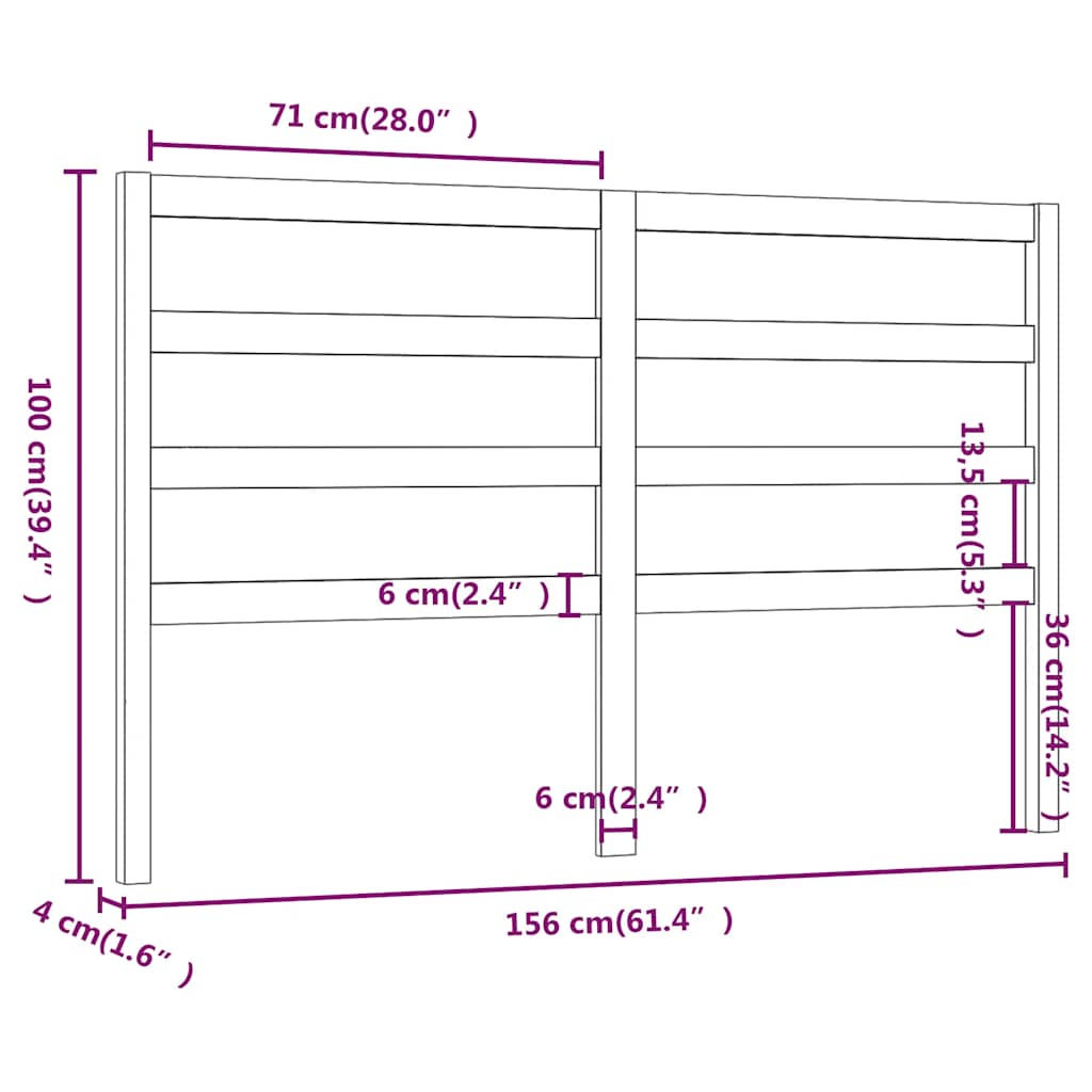 Sengegavl honningbrun 156x4x100 cm heltre furu